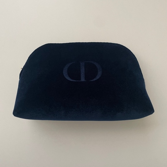 Dior Navy Velvet Cosmetic Makeup Bag Pouch - Picture 1 of 3